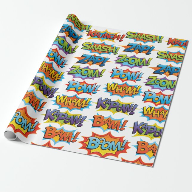 Comic-Aktions-Wort Geschenkpapier (Ungerollt)