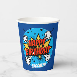Comic Art Birthday Boy Typografie Pappbecher