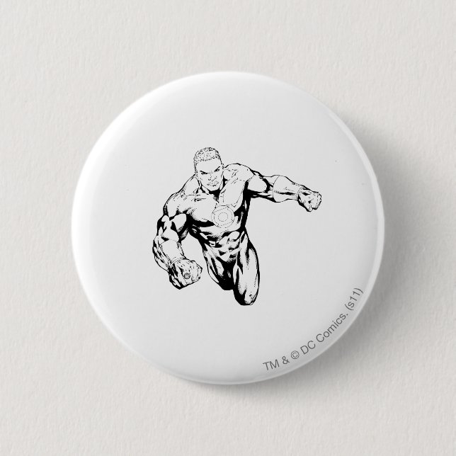 Comic-Art - grüne Laterne, Schwarzweiss Button (Vorderseite)