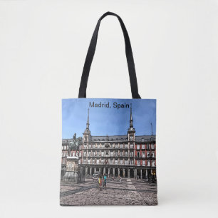 Comic Art of a plaza in Madrid, Spanien Tote Tasch