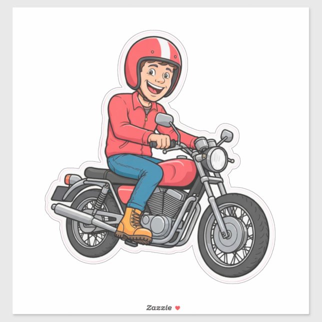 Comic-Biker auf einem Motorrad  Aufkleber (Blatt)