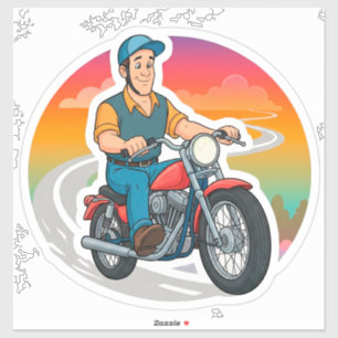 Comic-Biker auf einem Motorrad Aufkleber