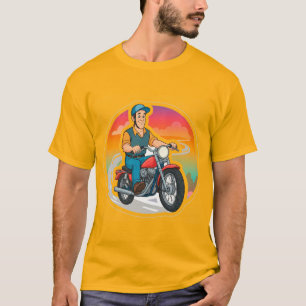 Comic-Biker auf einem Motorrad T-Shirt