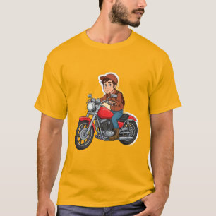 Comic-Biker auf einem Motorrad T-Shirt