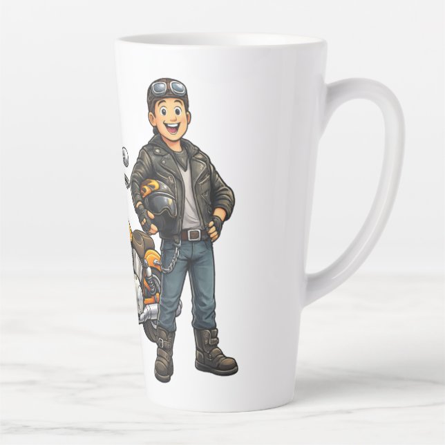 Comic-Biker mit starker Motorradfahrer-Kunst Milchtasse (Rechts)