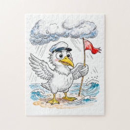 Comic Bird Beach Wind Check Postcard Puzzle