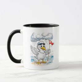 Comic Bird Beach Wind Check Postcard Tasse