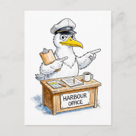 Comic Bird Harbour Officer Postkarte