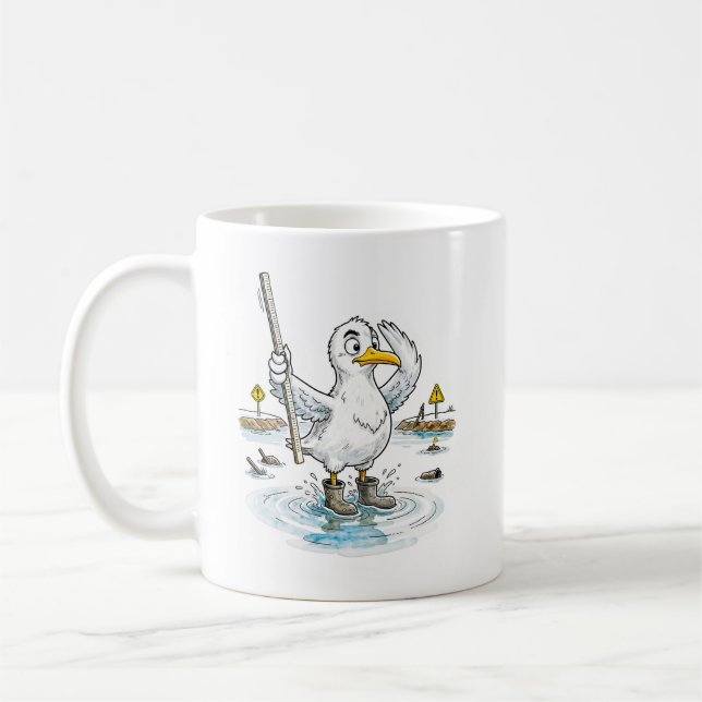 Comic Bird Hochwassermessdienst Pflicht Kaffeetasse (Links)