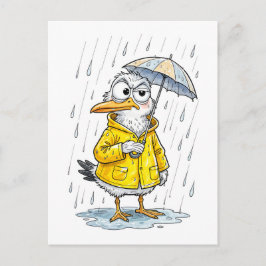Comic Bird Rainy Day Duty Postkarte