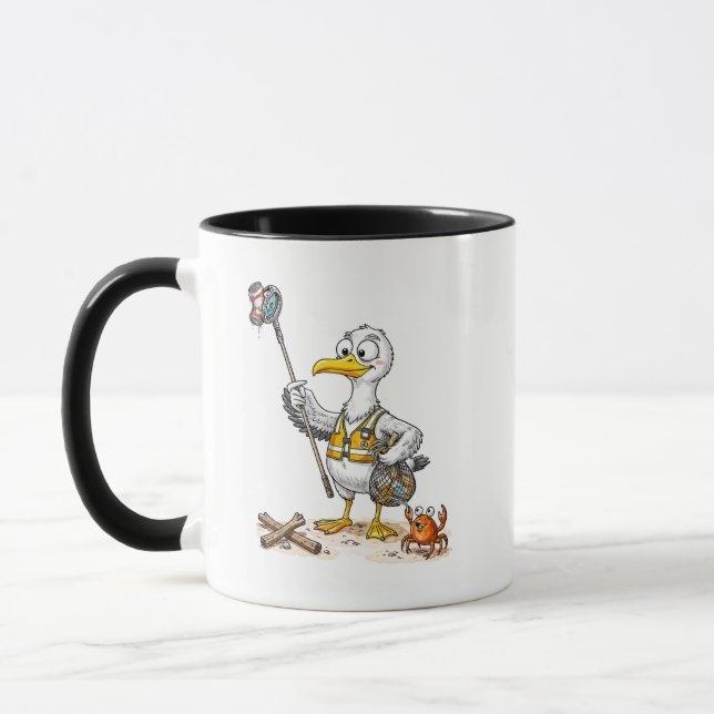 Comic Bird Strandputztrupp Tasse (Links)