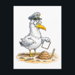 Comic Bird Worm Inspector Postkarte<br><div class="desc">A focused coastal bird examines tidal‑flat worms with expert seriousness,  blending scientific curiosity with comic charm. This whimsical illustration is perfect for fans of coastal nature,  humorous character art and quirky maritime storytelling.</div>