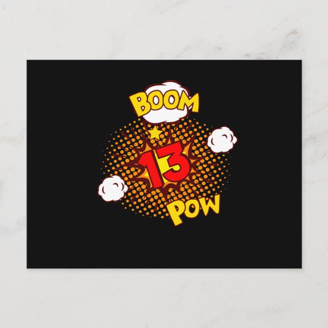 COMIC BIRTHDAY 13 13. Geburtstag 13. Comic Postkarte (Vorderseite)