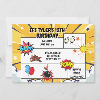 Comic Birthday Party Einladung