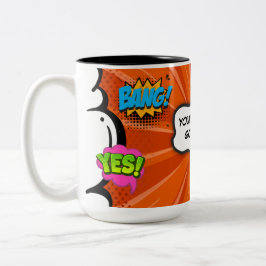 Comic Book Art Pop Benutzerdefinierter Text hinzuf Zweifarbige Tasse