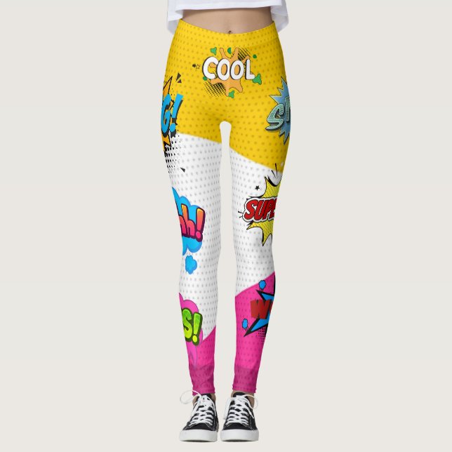 Comic Book Art Pop Leggings (Vorderseite)