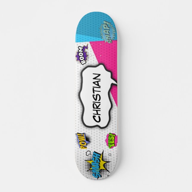 Comic Book Art Pop Spaß Skateboard (Vorne)