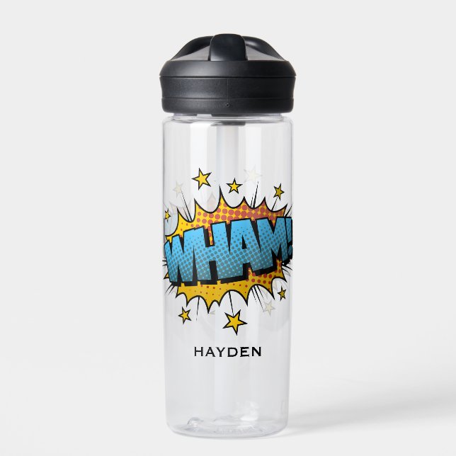Comic Book Art Wham Bubble Personalisiert Trinkflasche (Vorderseite)