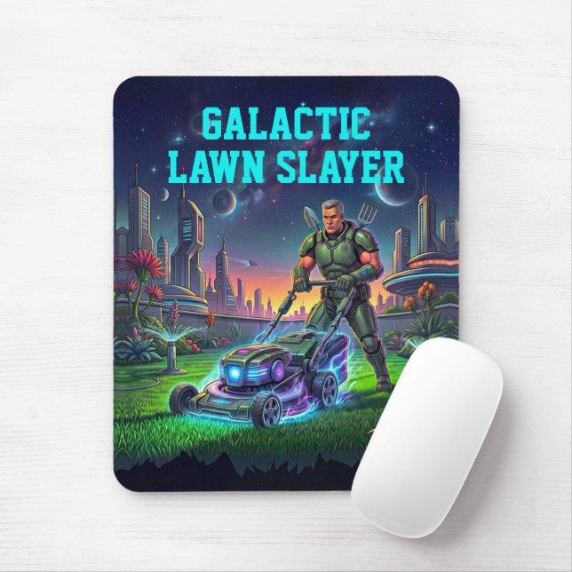 Comic-Book-Astronaut Galaktischer Rasenvernichter  Mousepad (Mit Mouse)