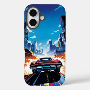Comic-Book-Auto fährt schnell iPhone 16 Hülle