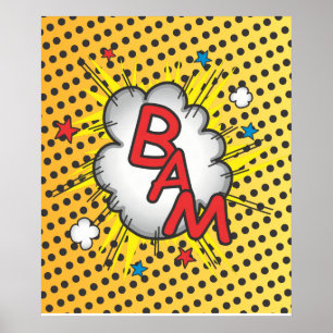 Comic Book Bam Explosion Poster Illustration