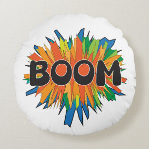Comic Book Boom Pop Art Runde Wurfkissen Rundes Kissen