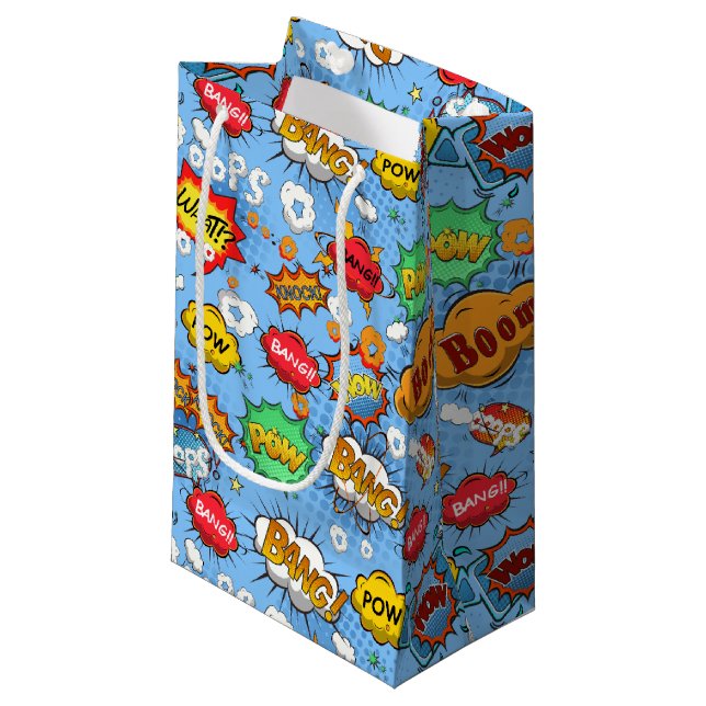 Comic Book Bubbles Geschenktaschen Kleine Geschenktüte (Vorderseite Schrägansicht)