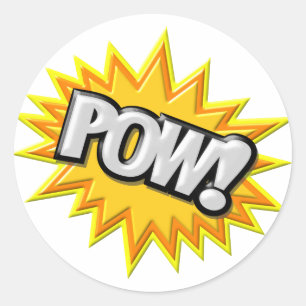 Comic Book Burst Pow 3D Runder Aufkleber