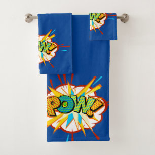 Comic Book Burst POW Text Superherd Handtuch Set