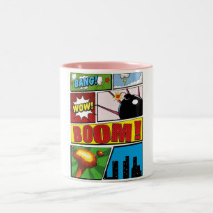 Comic-Book Cartoon-Schriftarten! Zweifarbige Tasse