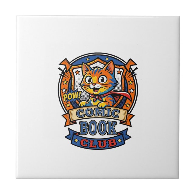 Comic Book Cat Cat Mom Geschenkidee - Comic Book C Fliese (Vorderseite)