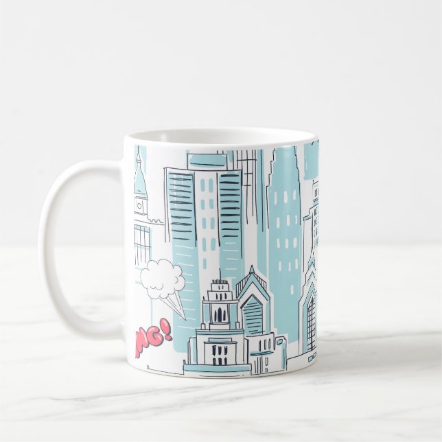 Comic Book City: Vintages Muster Kaffeetasse (Links)