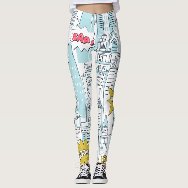 Comic Book City: Vintages Muster Leggings (Vorderseite)