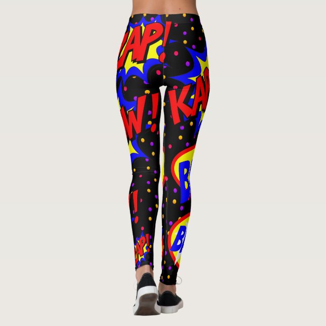 Comic Book Custom Speech Bubbles farbenfrohe Punkt Leggings (Rückseite)