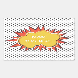 Comic Book Explosion Custom Text Bubble Rechteckiger Aufkleber