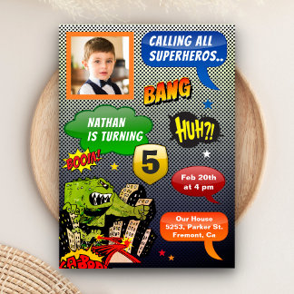 Comic Book Foto Superhero Geburtstagsparty Einladung