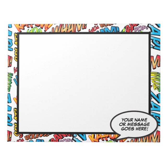 Comic Book Fun Speech Bubname Message Notizblock (Vorderseite)