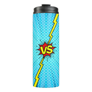 Comic-Book gegen Hintergrund, klassischer Pop-Art- Thermosbecher