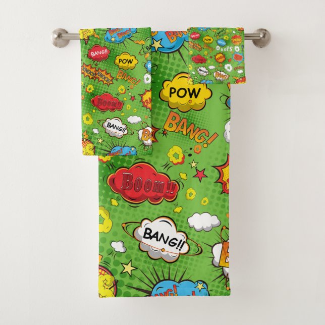 Comic-Book-Grüne Handtuch Badhandtuch Set (Insitu)