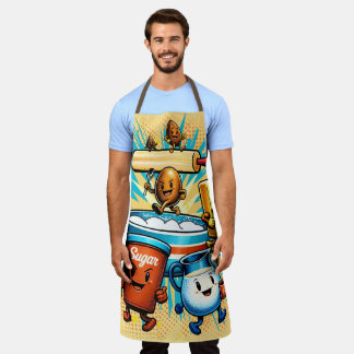 Comic book hippie baking ingredients cooking schürze