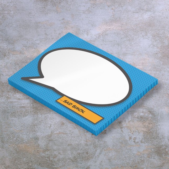 Comic Book Individuelle Name Speech Blauer Blauer Post-it Klebezettel (Comic Book Custom Name Speech Bubble Blue Post-it Notes)