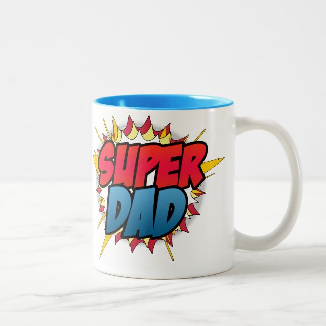 Comic Book Inspiriert Super Vater Zweifarbige Tasse (Rechts)