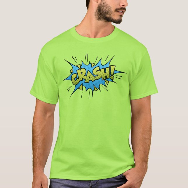 Comic-Book-Kunst-Crash-Blase Grün T-Shirt (Vorderseite)