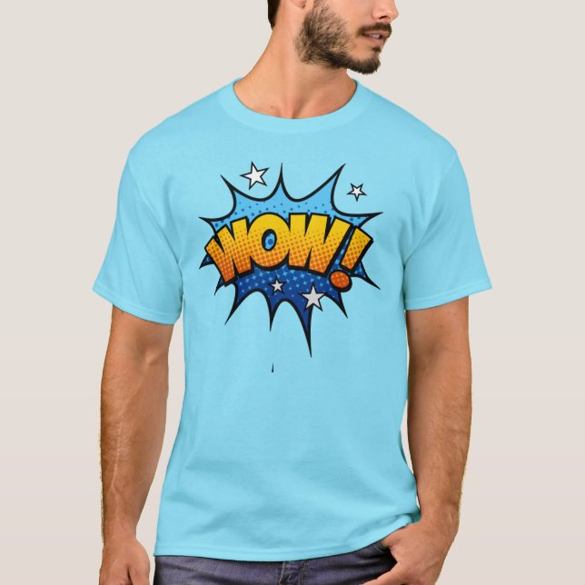 Comic-Book-Kunst-Wow-Ausruf T-Shirt (Vorderseite)