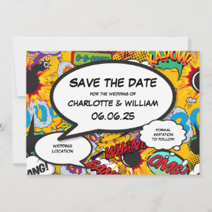 Comic-Book-Moderne-Hochzeit-Save-the-Date-Einladun Save The Date