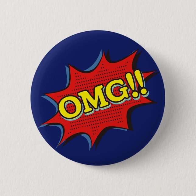 Comic Book OMG Exclamation Speech Blase Button (Vorderseite)
