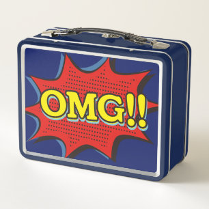 Comic Book OMG Exclamation Speech Blase Metall Brotdose