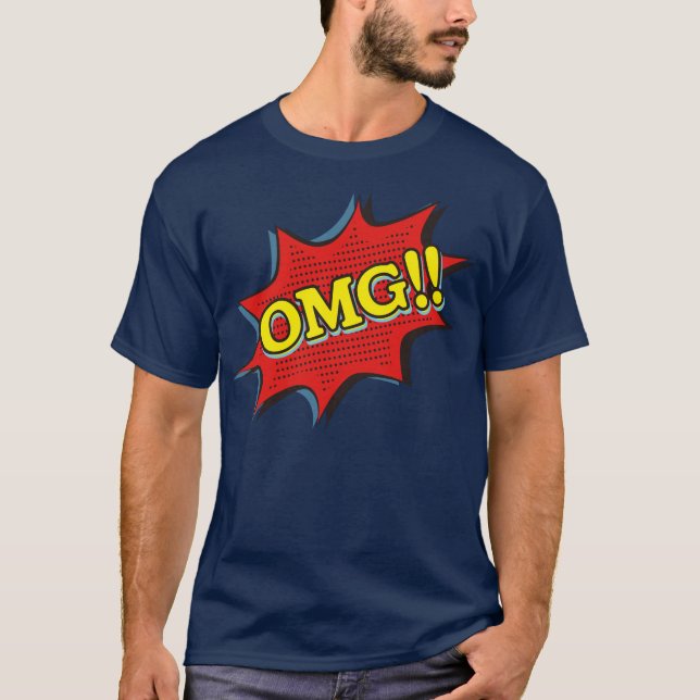 Comic Book OMG Exclamation Speech Blase T-Shirt (Vorderseite)