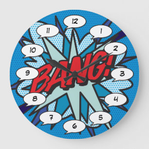 Comic Book Pop Art BANG Große Wanduhr