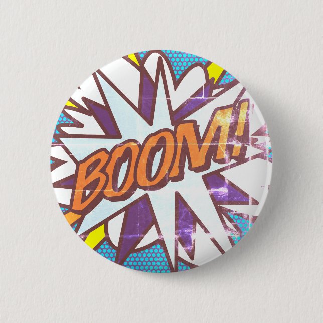 Comic Book Pop Art BOOM! Retro Button (Vorderseite)